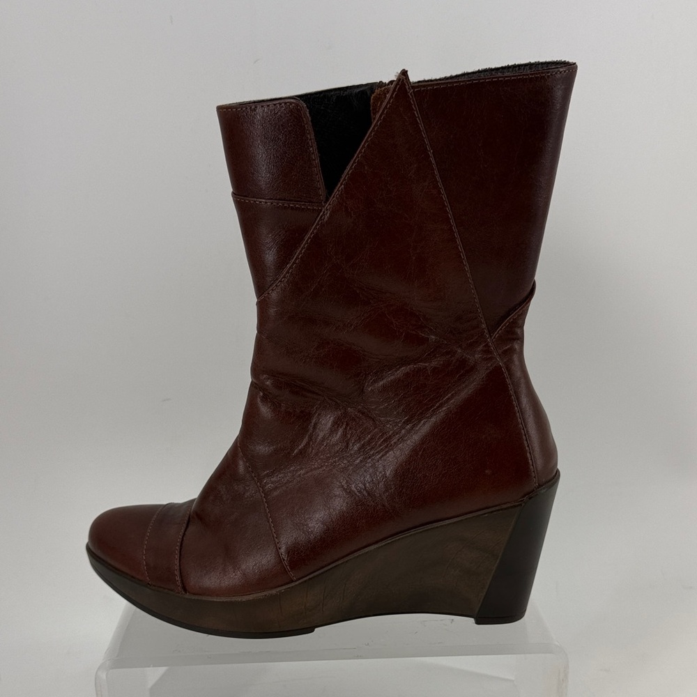 NAOT Brown Leather Wedge Ankle Boots